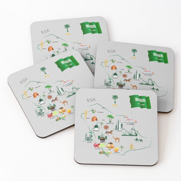Item preview, Saudi Arabia Map tourist attractions cities flag designed and sold by mashmosh.
