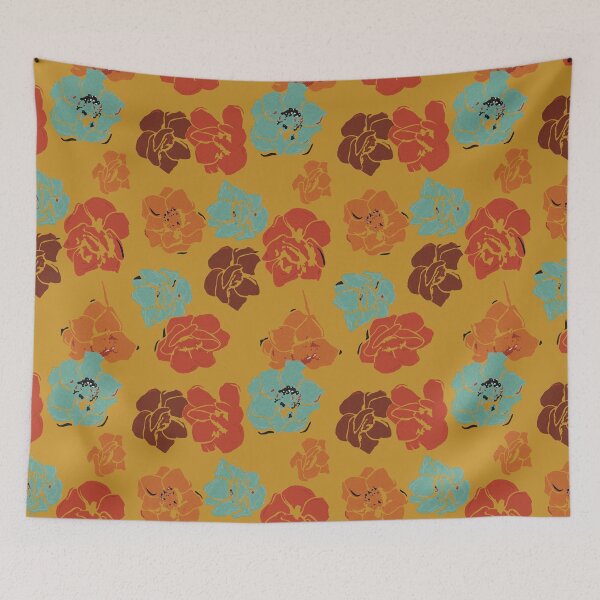 Item preview, flower pattern created with a retro color palette designed and sold by cemreyigitsahin.