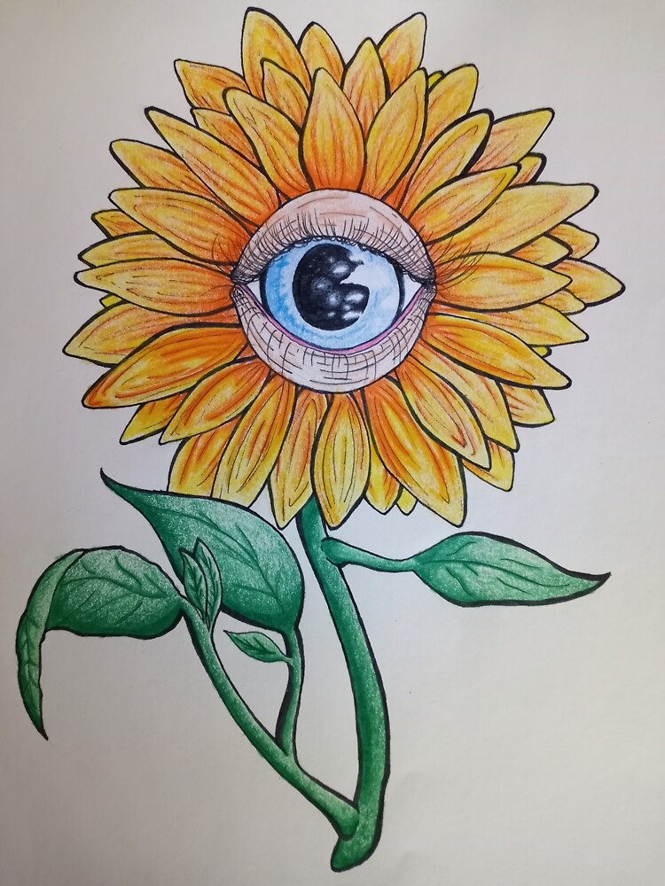 Trippy Psychedelic Sunflower Eye | Sticker