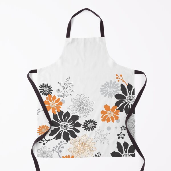 Item preview, Black and orange florals designed and sold by Tropicalways.