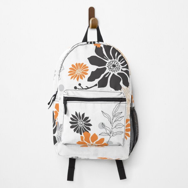Item preview, Black and orange florals designed and sold by Tropicalways.