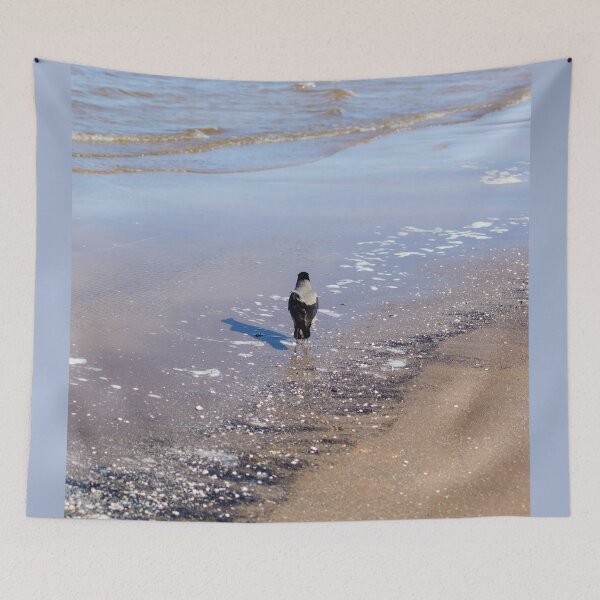 Item preview, Grey crow walking in sea water near seacoast designed and sold by lena-maximova.