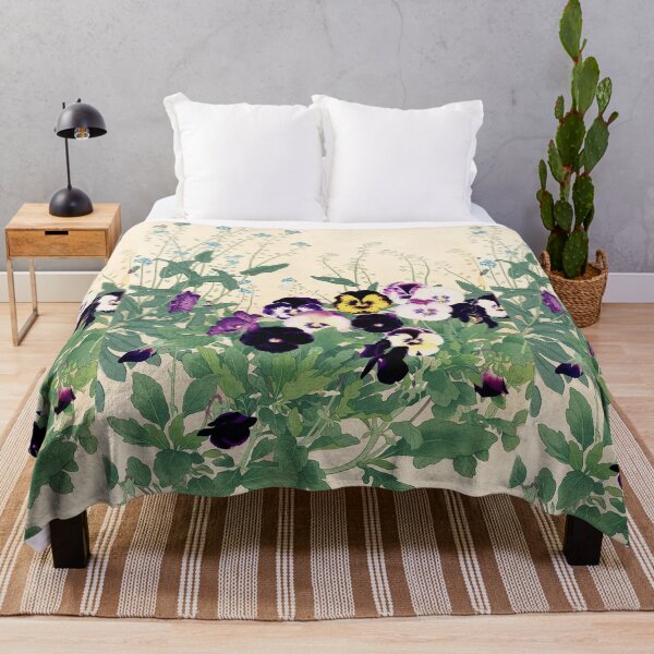 Item preview, PANSIES AND GREEN LEAVES Antique Japanese Floral designed and sold by BulganLumini.