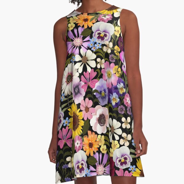 Item preview, Spring Garden Party floral -black  designed and sold by Giddygoatthe3rd.