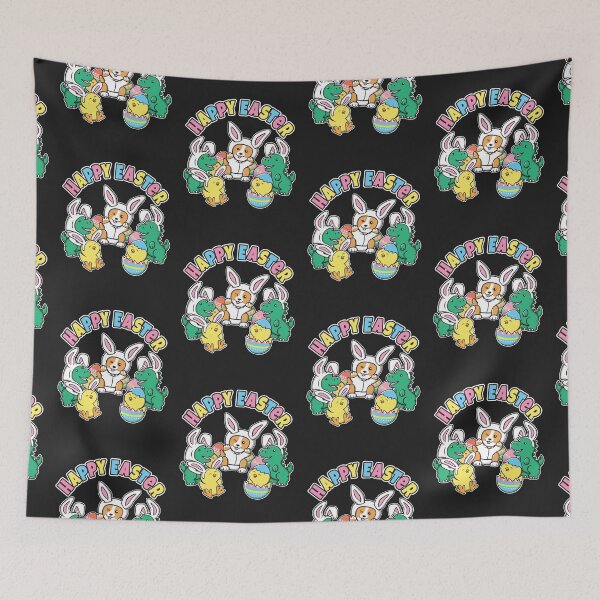 Item preview, Happy Easter Corgi Dog Dinosaur and Yellow Chick Easter Pals designed and sold by OopteesLydia.