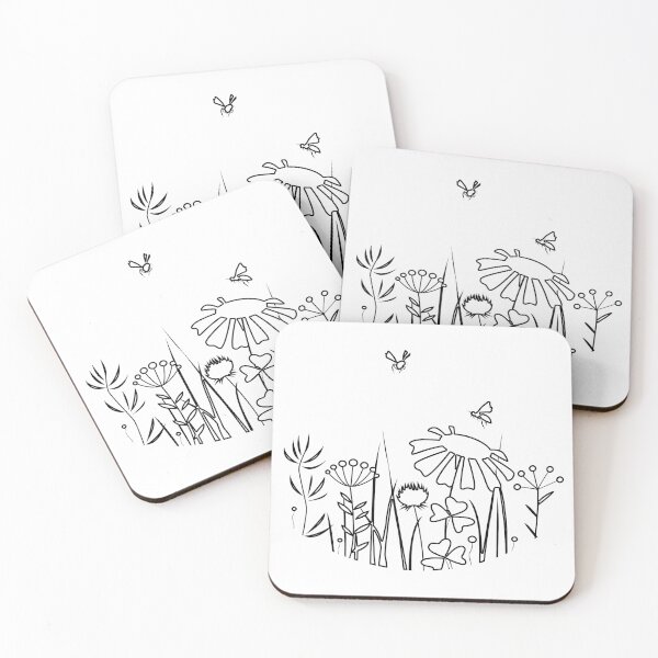 Item preview, Plain Flowers and Bees Stencil designed and sold by StencilGifts.