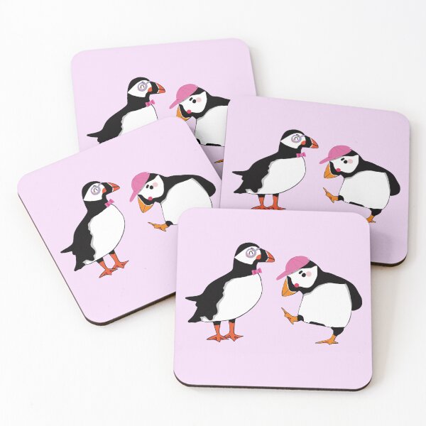 Item preview, Puffins - Cute Purple and Black Cartoon Birds Pattern designed and sold by TheRainbowRoom.