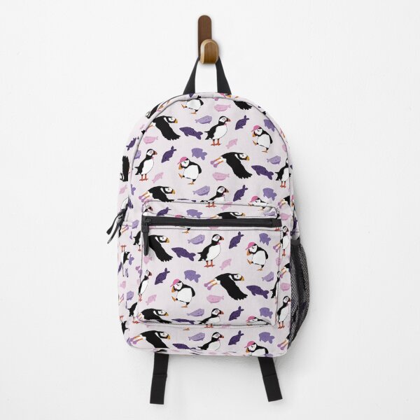 Item preview, Puffins - Cute Purple and Black Cartoon Birds Pattern designed and sold by TheRainbowRoom.