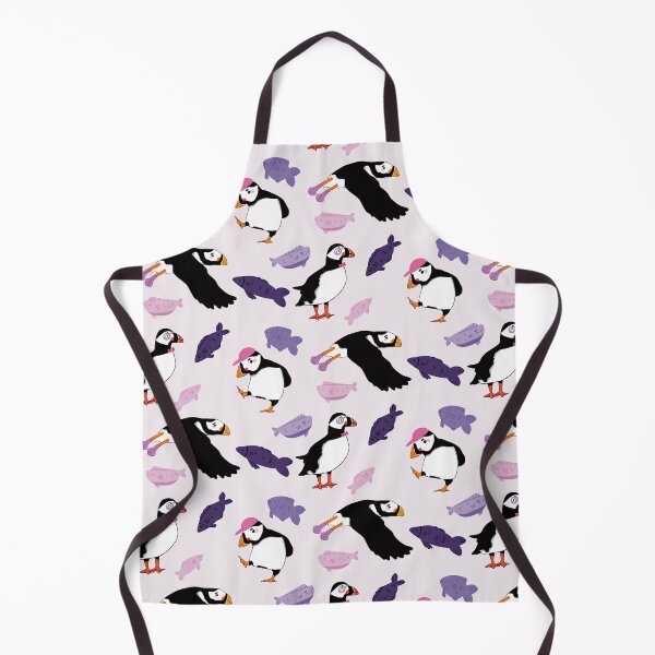 Item preview, Puffins - Cute Purple and Black Cartoon Birds Pattern designed and sold by TheRainbowRoom.