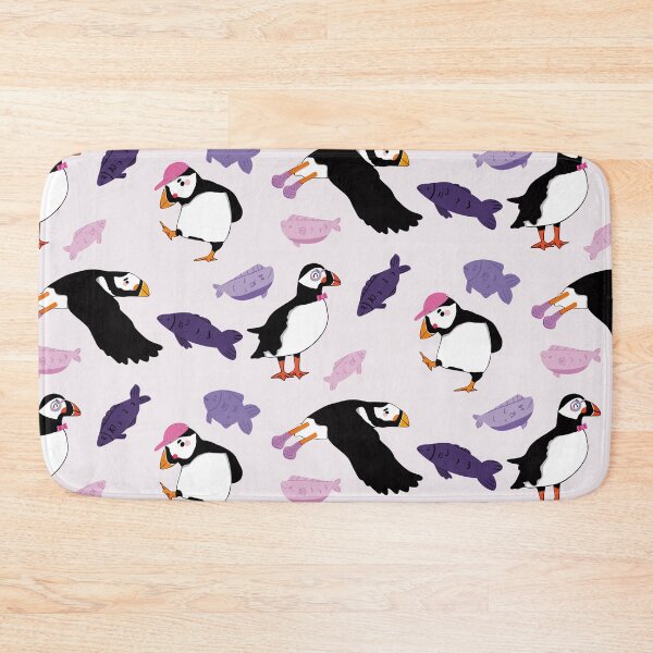 Item preview, Puffins - Cute Purple and Black Cartoon Birds Pattern designed and sold by TheRainbowRoom.