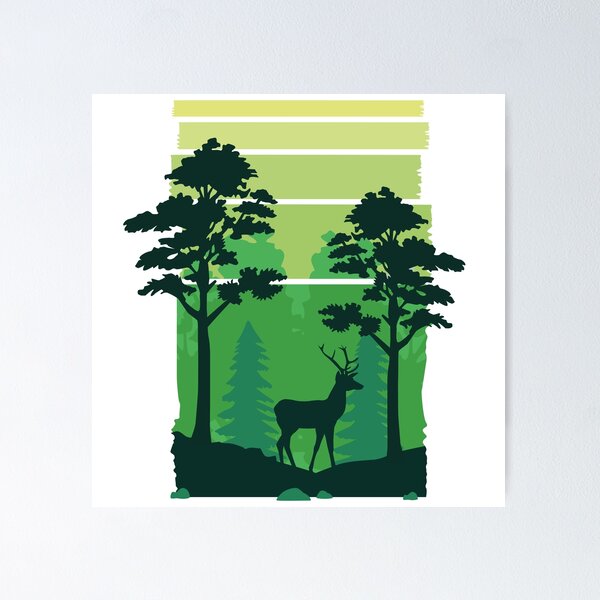Item preview, Calm scene of a deer in Forest at night designed and sold by Caroodoo.