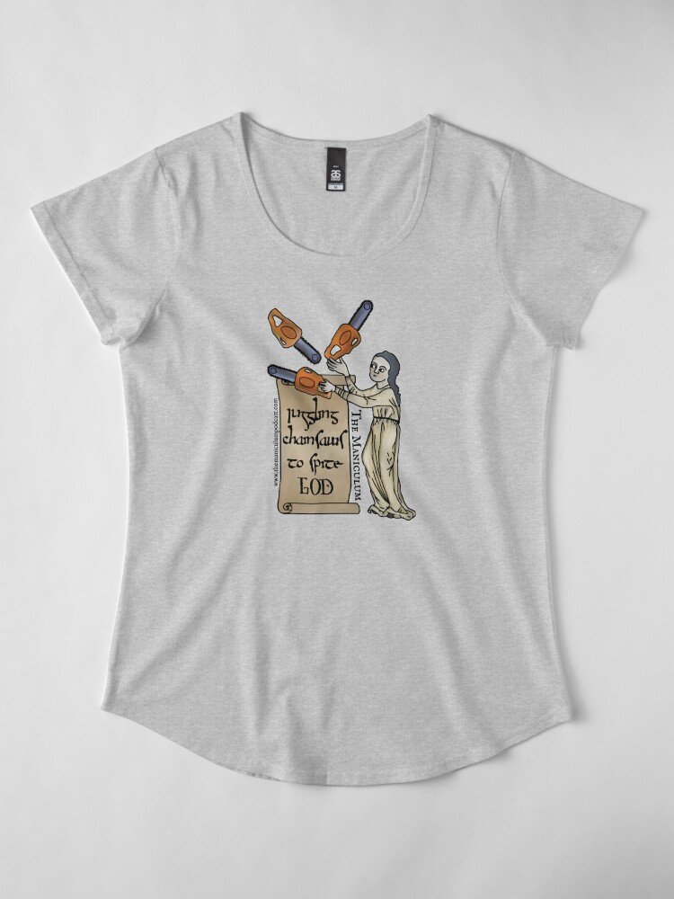 Alternate view of Juggling Chainsaws Premium Scoop T-Shirt