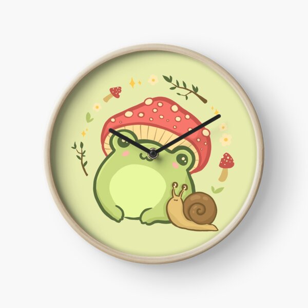 Item preview, Cute Kawaii Frog with Toadstool Mushroom Hat and Snail: Cottagecore Aesthetic Love designed and sold by MinistryOfFrogs.