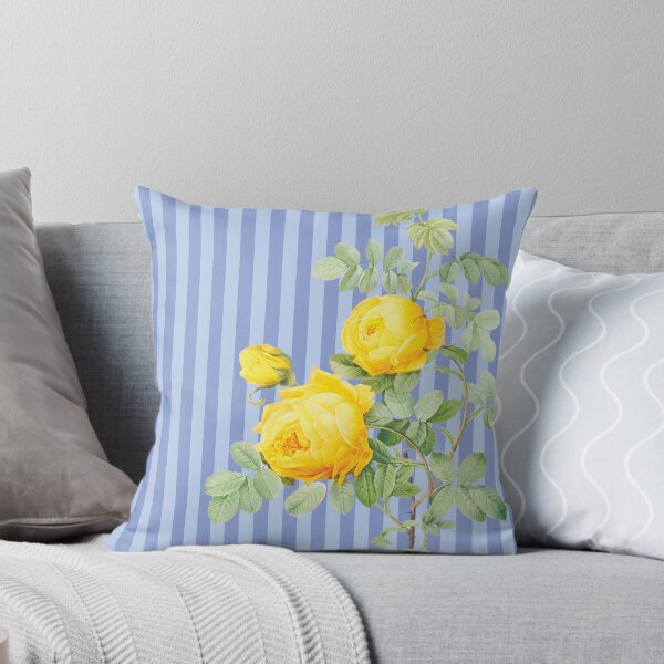 Item preview, French Country Blue Stripes and Yellow Roses designed and sold by aprincessinsp.