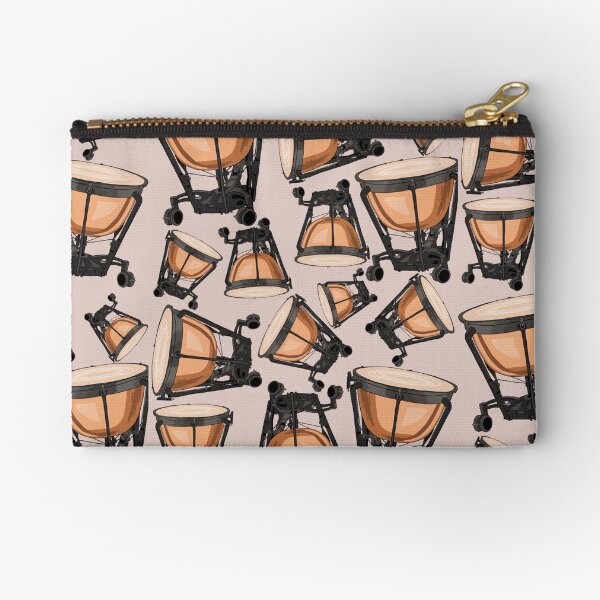 Timpani Musical Instrument Pattern Natural Zipper Pouch