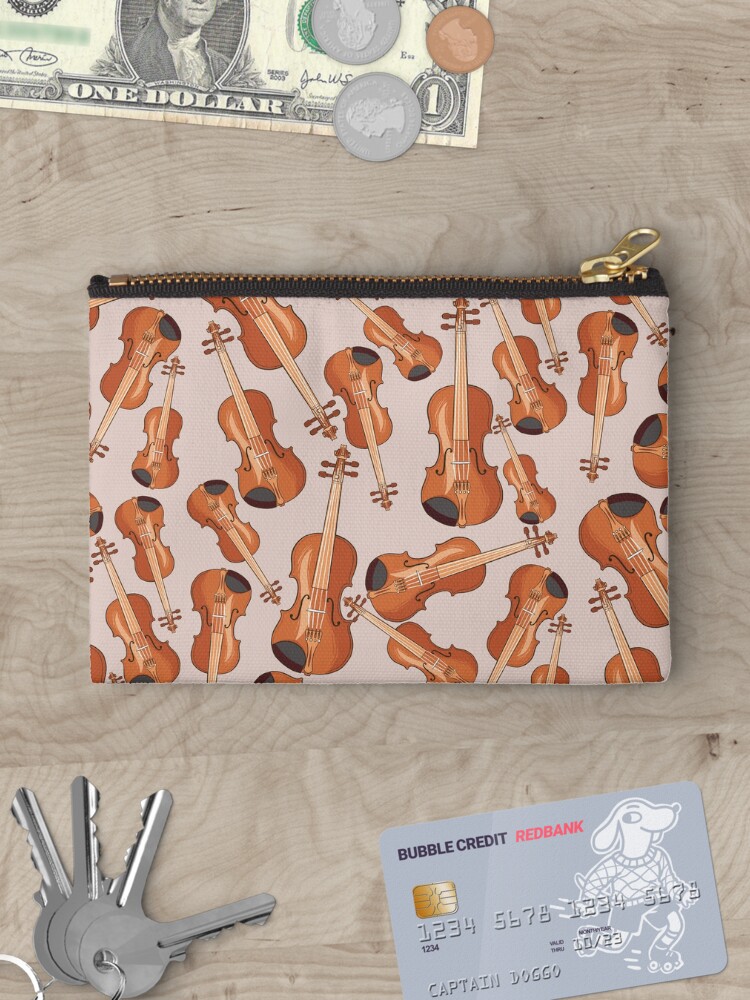 Thumbnail 3 of 4, Zipper Pouch, Violin Musical Instrument Pattern Natural designed and sold by Jasmijn De Klerk.