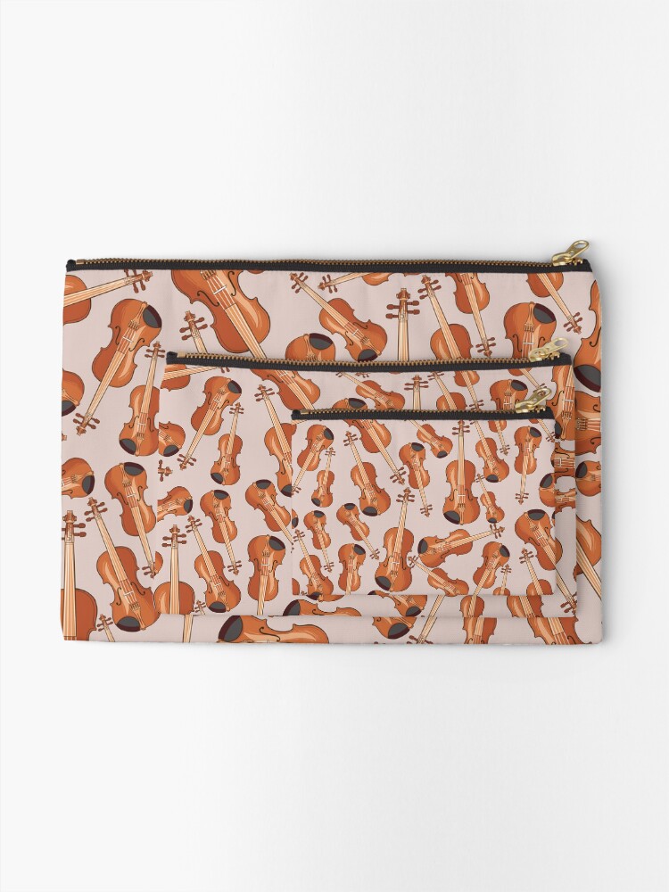 Thumbnail 2 of 4, Zipper Pouch, Violin Musical Instrument Pattern Natural designed and sold by Jasmijn De Klerk.