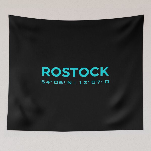 Item preview, Home Rostock with coordinates in blue neon design designed and sold by Blue-Fairy.