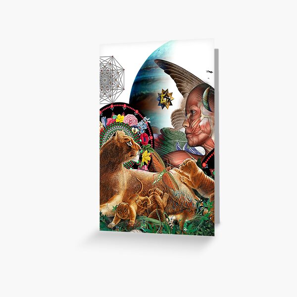Artikel-Vorschau von Löwin und Cubs Mystische surreale Vintage Kunst, designt und verkauft von Mystikos Art.