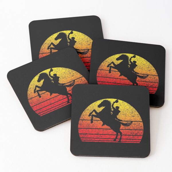 Item preview, Cowboy waving hat in the air retro sunset - Distressed designed and sold by Trantor-Tees.