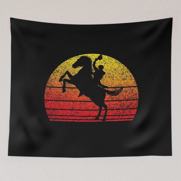 Item preview, Cowboy waving hat in the air retro sunset - Distressed designed and sold by Trantor-Tees.