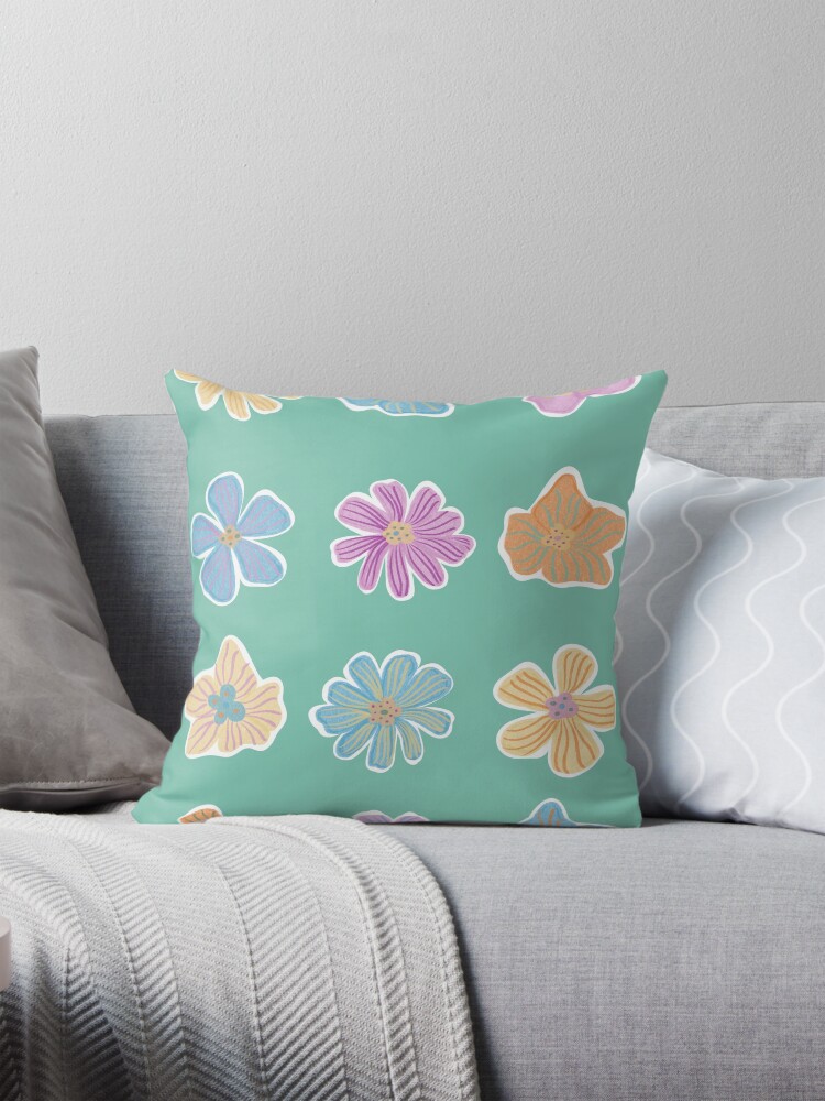 Thumbnail 1 of 4, Pillow, Springtime flowers designed and sold by RachelSingh.
