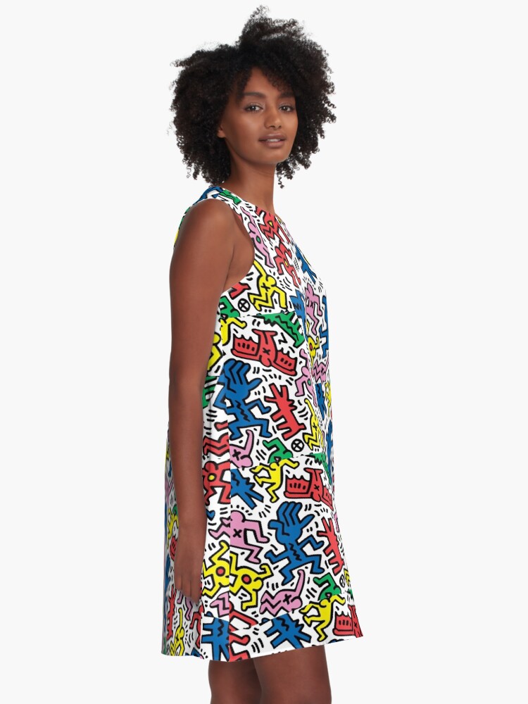 Alternate view of Haring pop art A-Line Dress