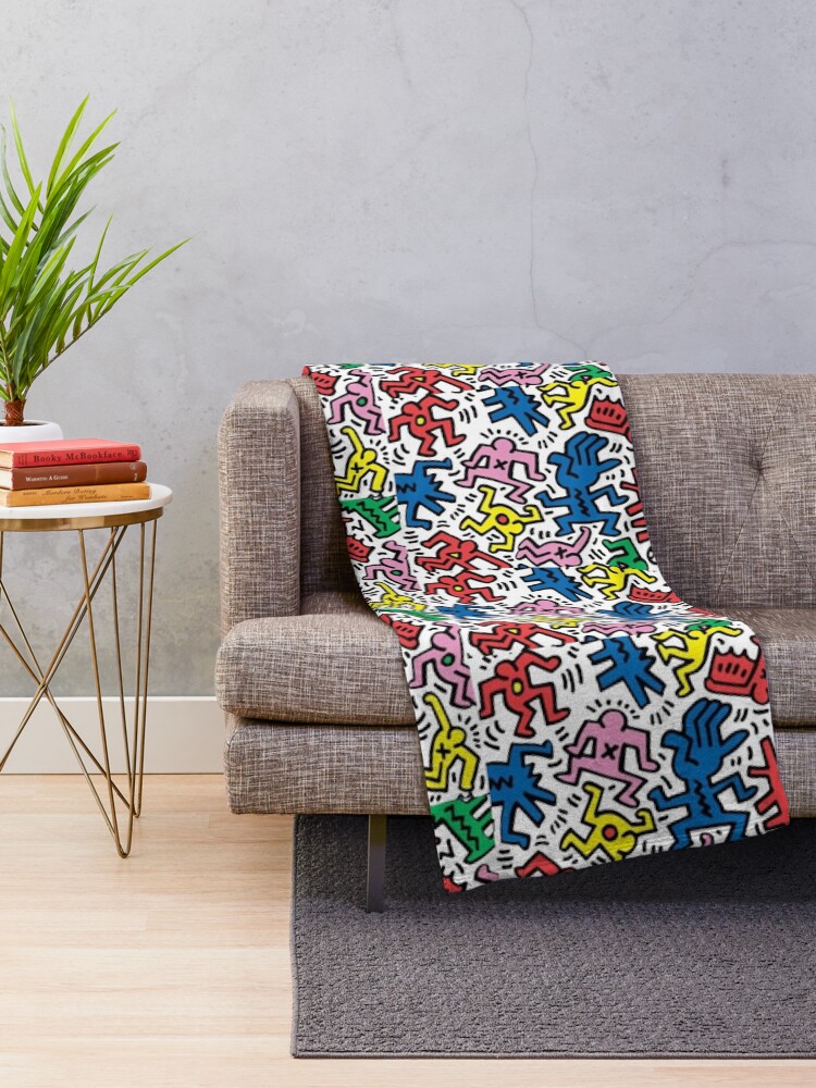 Thumbnail 2 of 6, Throw Blanket, Haring pop art designed and sold by mgdlnsapien.