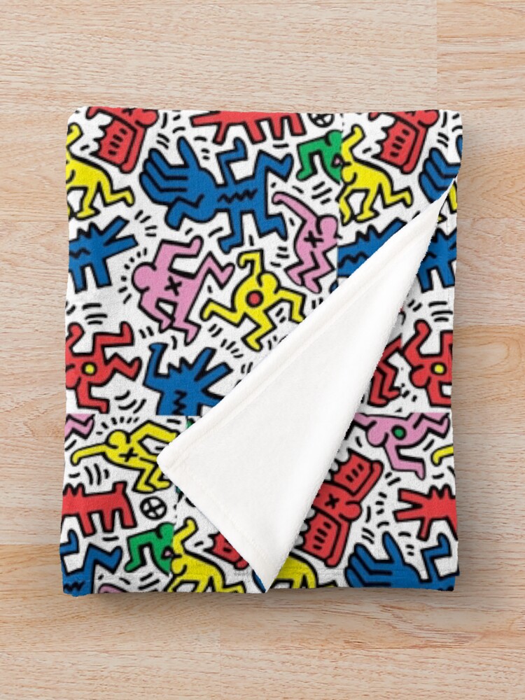 Thumbnail 3 of 6, Throw Blanket, Haring pop art designed and sold by mgdlnsapien.