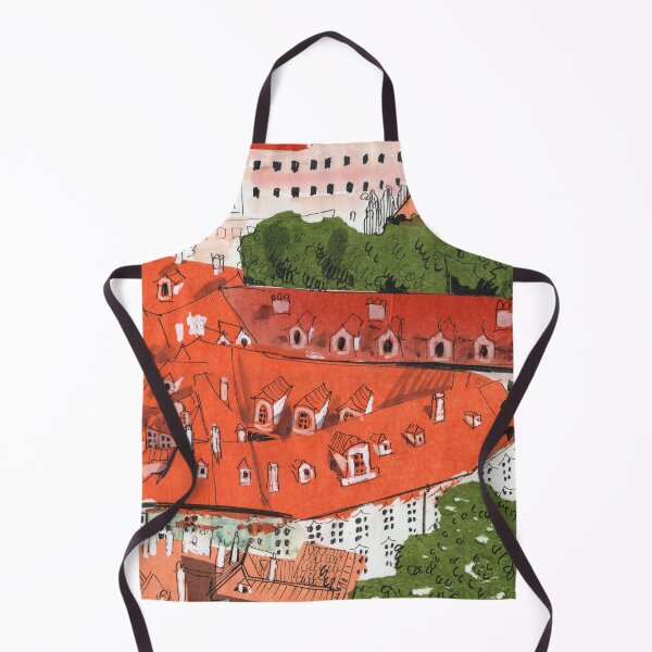 Item preview, Red Roofs of Prague, European Cityscape Paper Collage Ink designed and sold by Julia Khoroshikh.