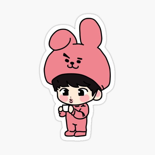 BTS Jungkook/전정국, BT21 Cooky & mic Sticker for Sale by Gee Bee