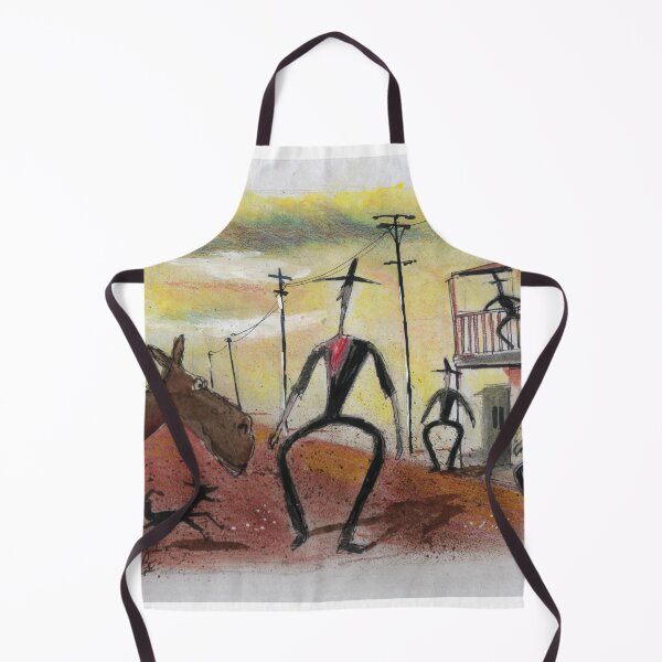 Item preview, Sketch of Australian stockman with horse and dog in outback town. designed and sold by Al Benge - NZ & Australian Art.
