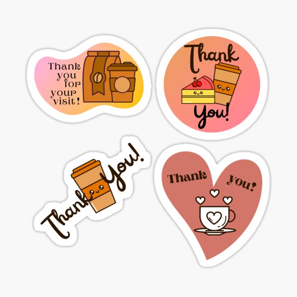 Thank you! Stickers Pack for Coffee Shop Sticker