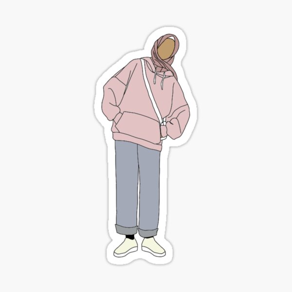 Hijabi girl in pink Sticker