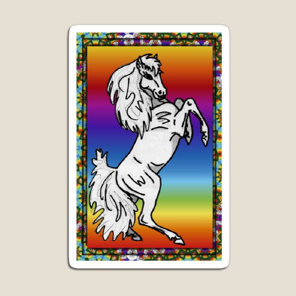 Item preview, Rearing Filly with Rainbow Background Framed designed and sold by KaycysCreations.