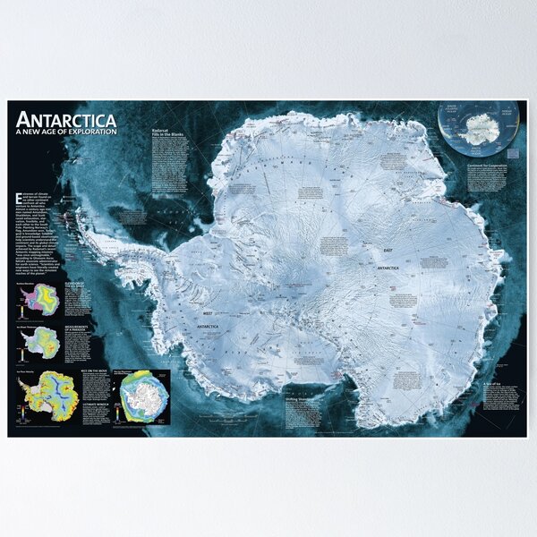 Item preview, Antarctica Map | Map Of Antarctica | Modern Map Of Antarctica designed and sold by benayache.