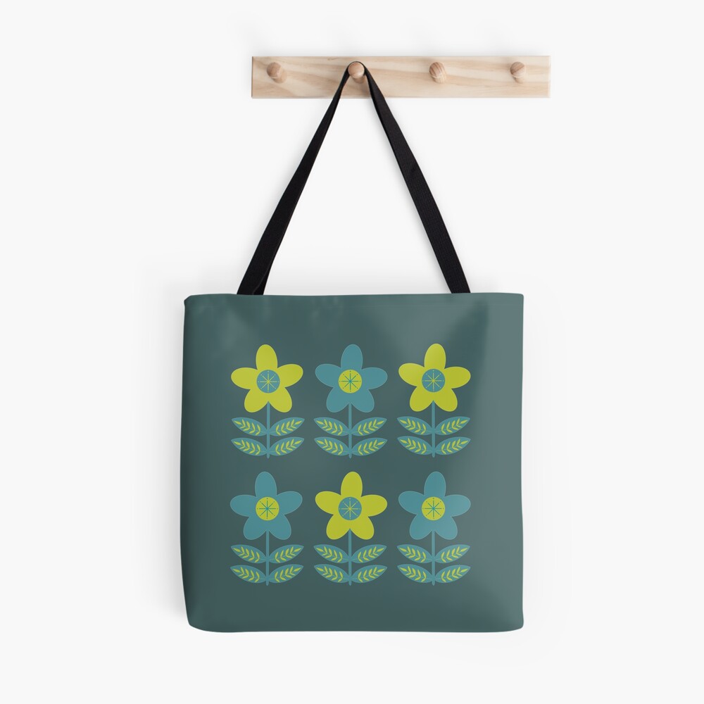 Green Blue MCM Floral Pattern Tote Bag for Sale by Orchyd