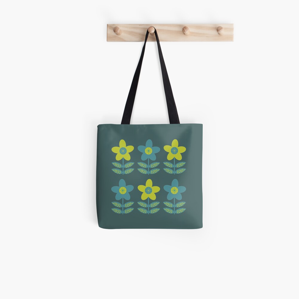 Green Blue MCM Floral Pattern Tote Bag for Sale by Orchyd