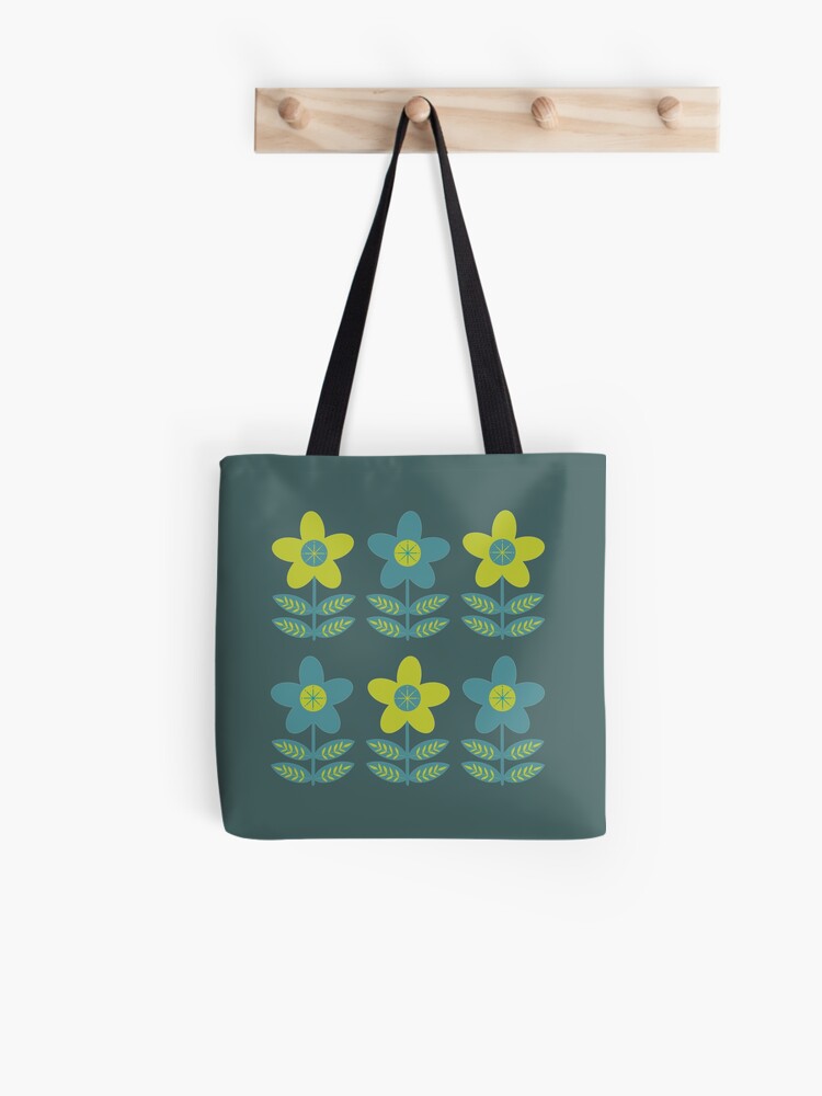 Green Blue MCM Floral Pattern Tote Bag for Sale by Orchyd