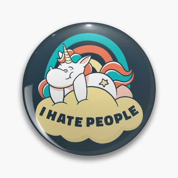 Item preview, I Hate People T-Shirt, unicorn laying on top of a yellow cloud with the quote "I hate people" designed and sold by UniqueStylistic.