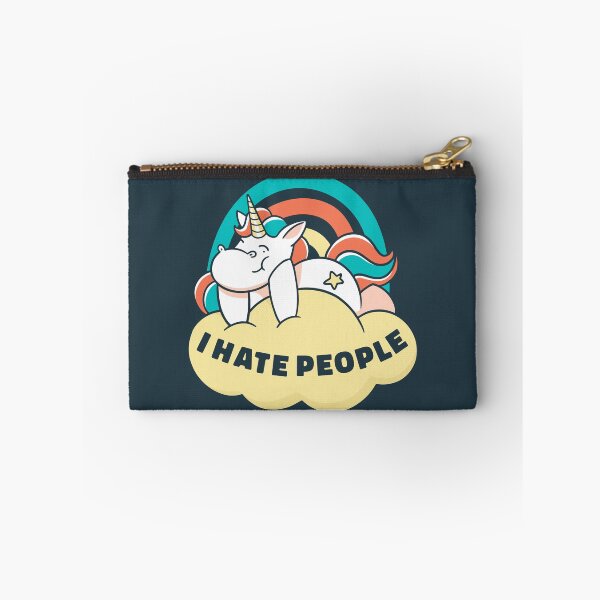 Item preview, I Hate People T-Shirt, unicorn laying on top of a yellow cloud with the quote "I hate people" designed and sold by UniqueStylistic.