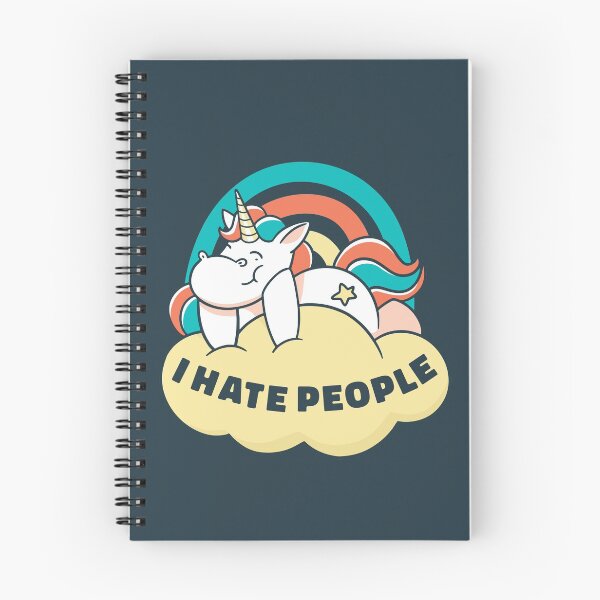 Item preview, I Hate People T-Shirt, unicorn laying on top of a yellow cloud with the quote "I hate people" designed and sold by UniqueStylistic.
