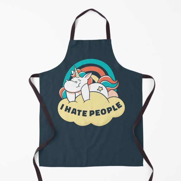 Item preview, I Hate People T-Shirt, unicorn laying on top of a yellow cloud with the quote "I hate people" designed and sold by UniqueStylistic.