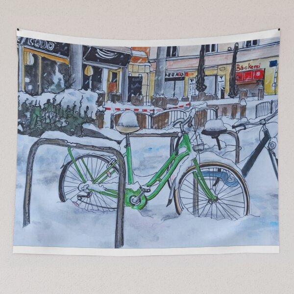 Item preview, Bike in the snow designed and sold by UMA Urban Sketch.