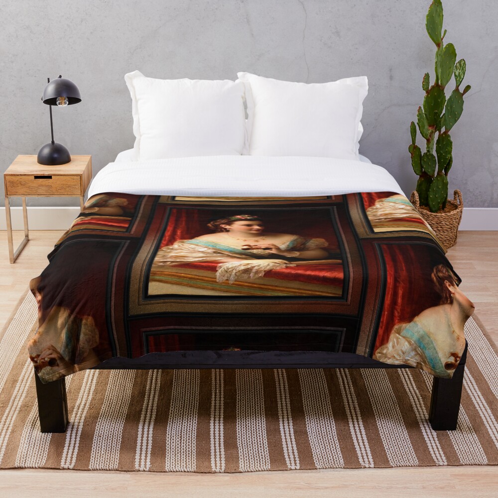 Xzendor7 Comforters, Duvet Covers and Throw Blankets - Elegance and Beauty 19 At The Opera by Thomas Francis Dicksee Classical Art Old Masters Reproduction Throw Blanket