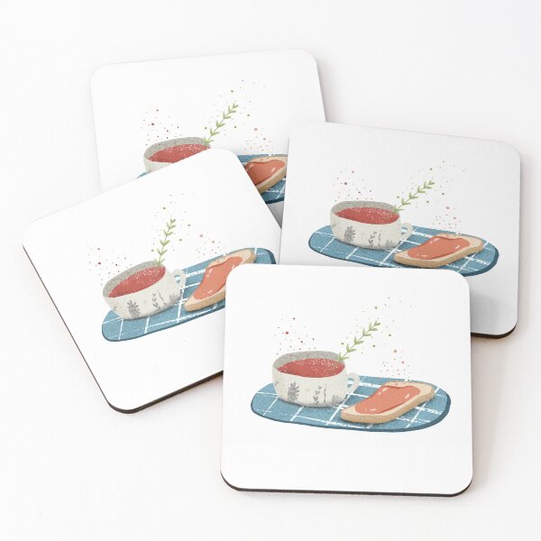 Item preview, Cute sweet tea and toast design apron and coasters  designed and sold by Maryam Feyzichakab.