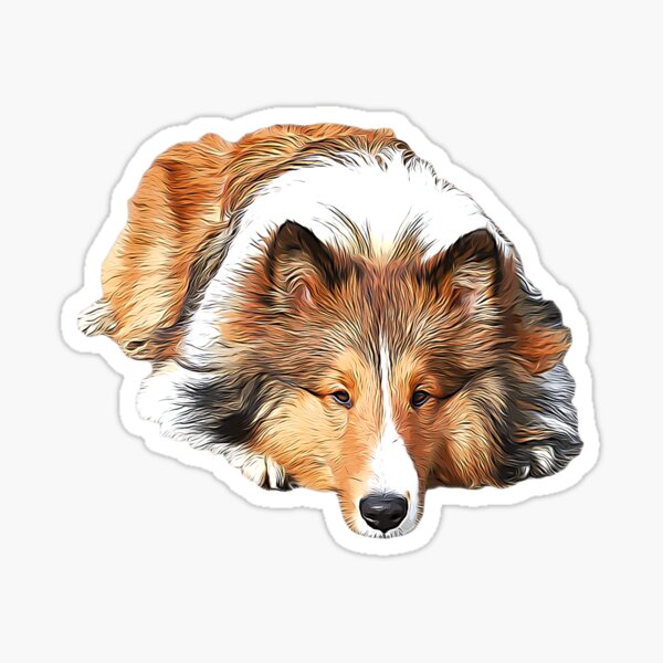 Vista previa del artículo con la obra «Collie de pelo largo», diseñado y vendido por ElegantCat.