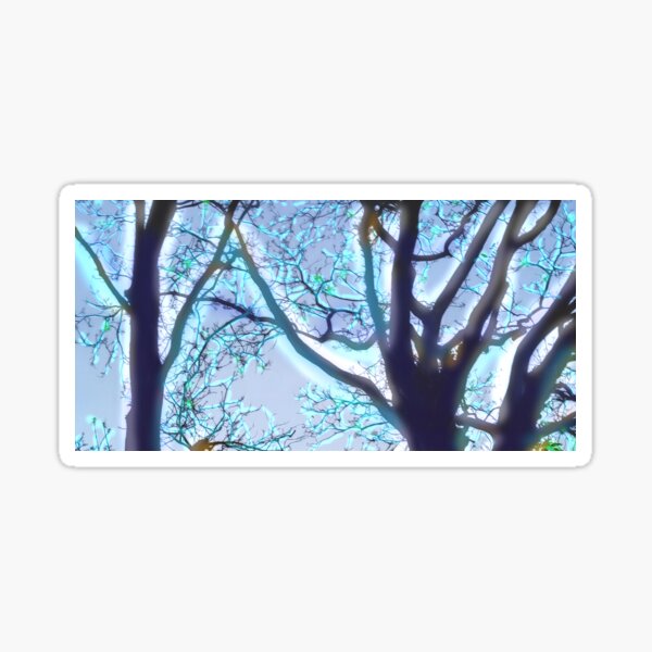 Blue Sunset Tree Silhouette Designs Sticker