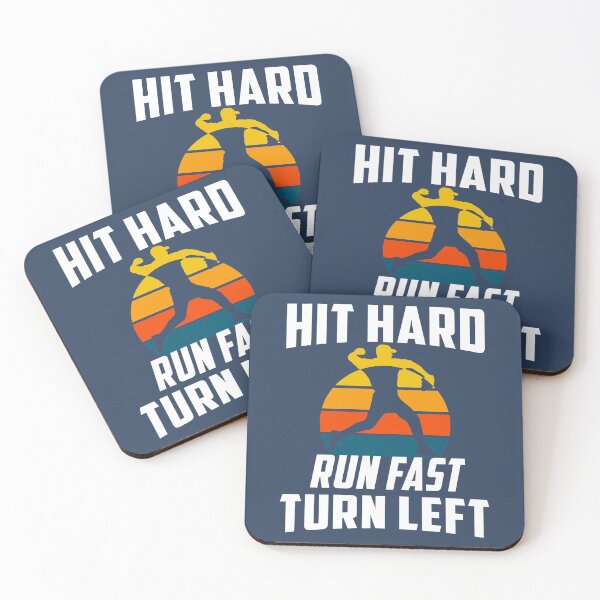 Item preview, Hit Hard Run Fast Turn Left Baseball Softball Players Merch designed and sold by SimpleConceptCo.