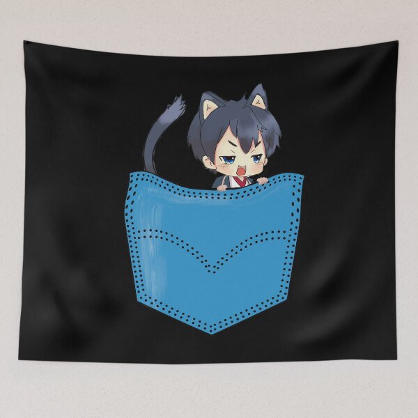 Item preview, Kawaii Anime Cat Boy With Ears And Tail Peeking Out Of Pocket designed and sold by StormyMuse.